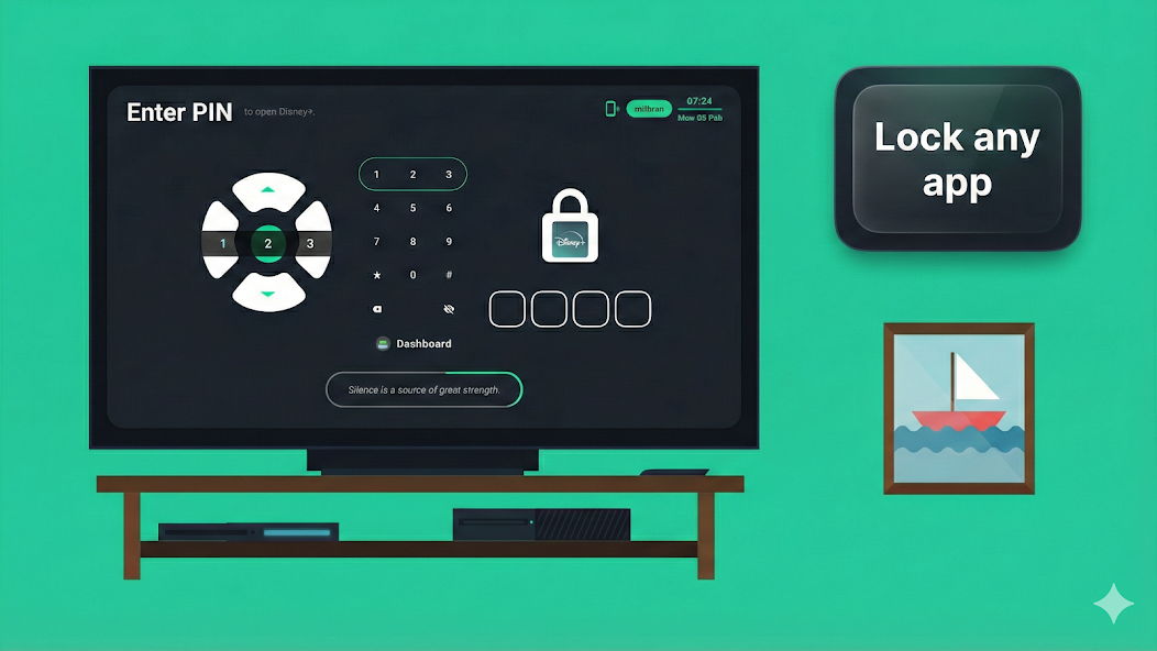 tvusage PIN app lock